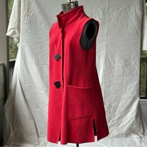 Janska red fleece sleeveless longline Vest small Made in USA